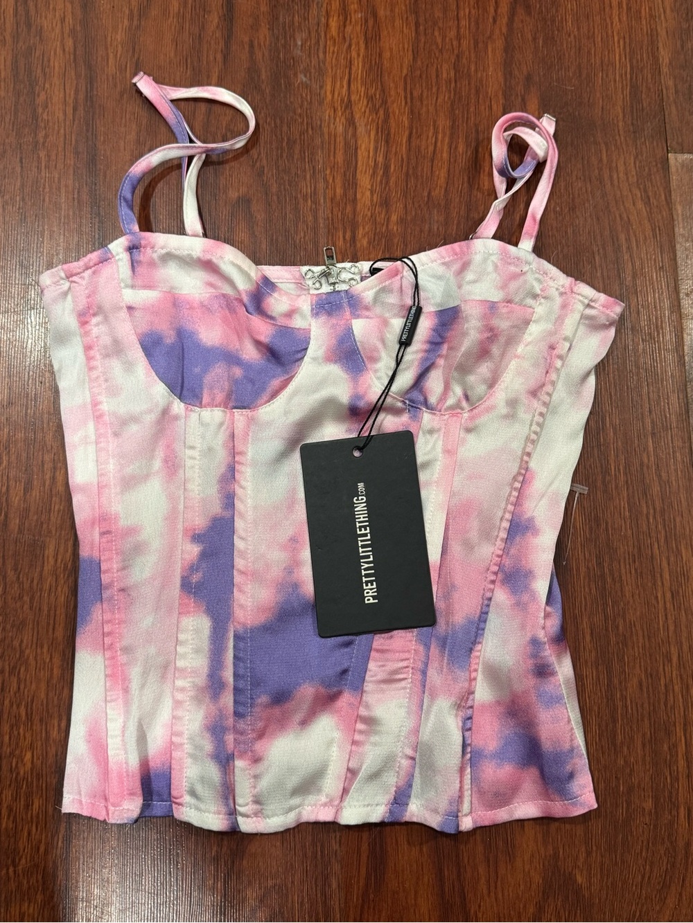 PrettyLittleThing Pink & Purple Tie-Dye Corset Bustier